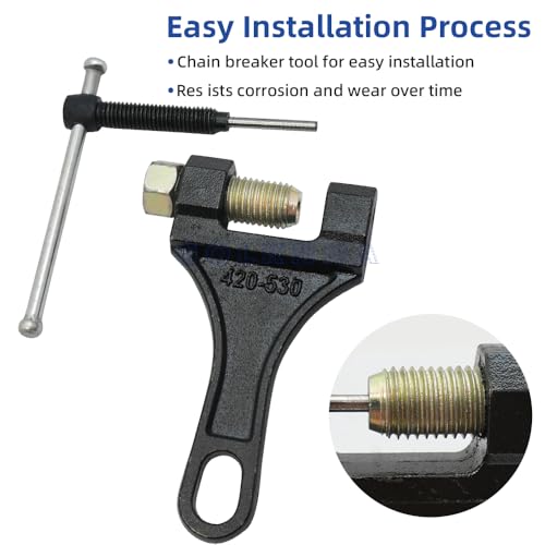 428H Drive Chain 132 Link with 6pcs Connecting Master Link Compatible with110cc 125cc 150cc 200cc 250cc Motorcycle ATV Dirt Bike Seamless Small Tub with Chain Breaker - size: 132 Link
