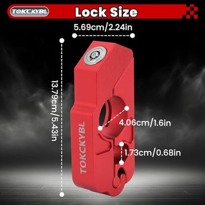 Motorcycle Lock, Heavy Duty Anti Theft Helmet, Brake and Handlebar Lock, Universal for Motorcycles, ATVs, Dirt Bikes, Mopeds, Scooters, Red - color: Red