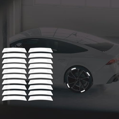20PCS Strong Reflective Car Wheel Hub Stickers for Cars Helmet Night Safety Warning Reflective Stripe Decals Auto Truck Motorcycle Bicycle Wheels Rim Reflective Stickers (White) - color: White