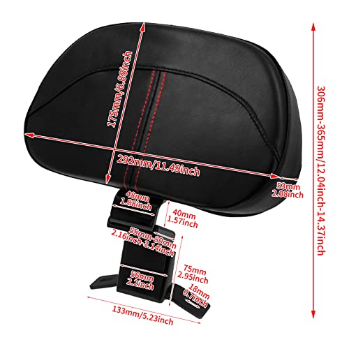 Motorcycle Front Driver Rider Backrest Pad Fits for Harley Touring CVO Street Glide Road King Special Classic Electra Glide 2009-2022 (Red Thread) - color: Red Stitching