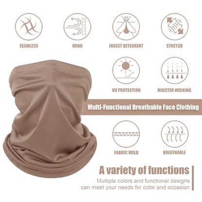 Geyoga 6 Pieces Summer UV Protection Cooling Neck Gaiter Face Clothing Neck Gaiter Mask Scarf Sunscreen Breathable Bandana - color: Neutrals