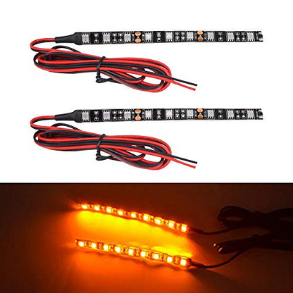 2PCS 18 LED Strip Universal Motorcycle Bike Amber LED Turn Signal Indicator Blinker Light 12v