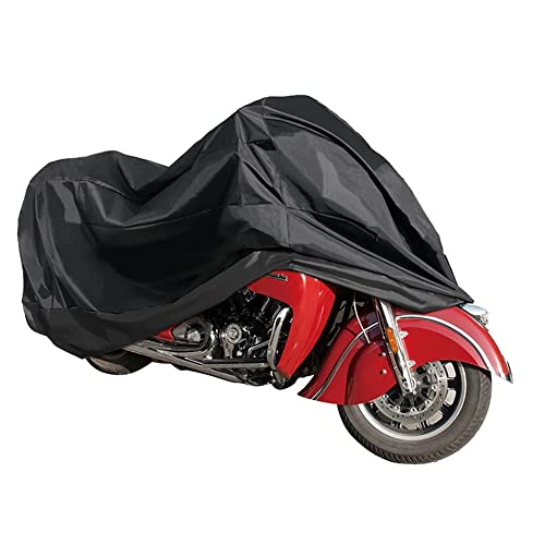 Motorcycle Cover - Universal Motorcycle Protector with Lock-Holes and Storage Bag Season - Waterproof Sun Rain Dust Outdoor Protection - Compatible with Different Motorcycle Modles - color: Black, size: L(86*37*43inch)