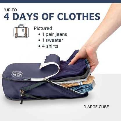 Extra Large Compression Packing Cube 6 Piece Set for Travel and Check Luggage by TRIPPED Travel Gear - color: Navy