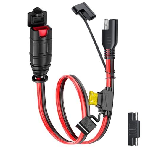 SAE Extension Cord Compatible with NOCO Genius Smart Battery Chargers, 16AWG SAE Adapter with 20A Fuse Waterproof Plugs, SAE Connector Cable for Motorcycle/ATV/UTV/Auto/Car (1FT) - size: 1FT