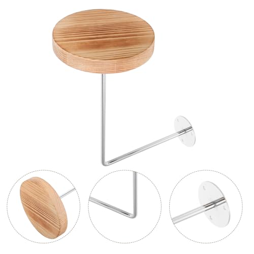 Wall Mounted Motorcycle Helmet Hanger with Silver Hooks, Wooden Hat Rack for Caps and Jackets, Decorative Hat Display Stand for Bike Gear Storage and Coat Hanging
