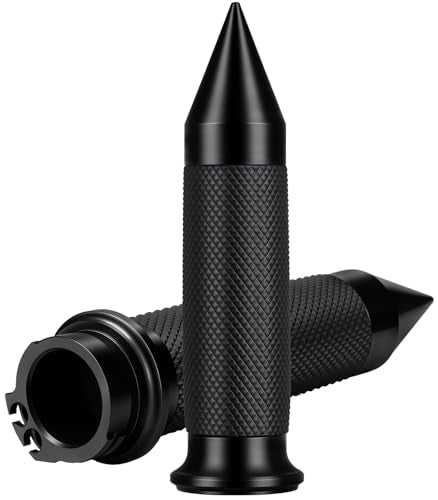 7/8" Motorcycle Hand Grips with Throttle Assist Non-Slip Hand Grip for Harley Yamaha Kawasiki Suzuki Cruisers Motorbikes Choppers Spiked Grips - color: black