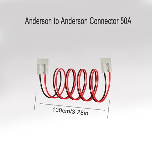 Anderson Plug Connector Cable 50A Battery Connector Quick Connectors Power Transfer Jumper Quick Connect Cable for Truck,Forklift Battery Charging（1M） - size: Anderson-Anderson 50A 1m