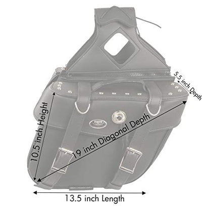 Milwaukee Leather Studded Throw-Over Motorcycle Saddlebags – Synthetic Leather – Universal Fit – Zip-Off - Large - color: SH629ZB-BLACK, size: Large