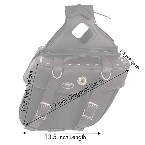 Milwaukee Leather Studded Throw-Over Motorcycle Saddlebags – Synthetic Leather – Universal Fit – Zip-Off - Large - color: SH629ZB-BLACK, size: Large
