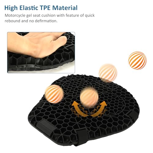 SUNPIE Motorcycle Seat Cushion Universal 3D Gel Honeycomb Motorcycle Seat Cover Breathable and Comfortable Large Seat Cushion Pad