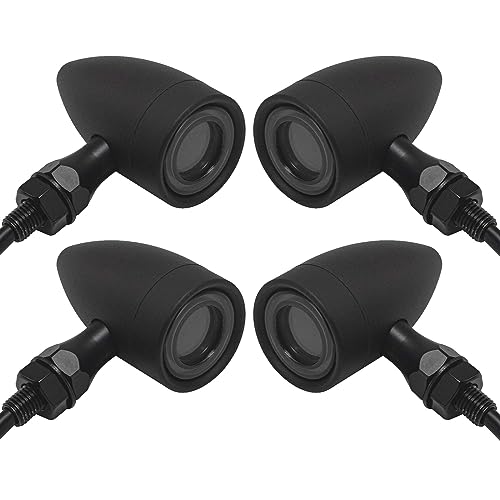 Motorcycle Bullet Turn Signals LED Front Rear Lights 4 PCS, 40 LEDs Retro Switchback Running Turn Brake Light Blinkers Universal Fit Harley Dyna Chopper Bobber Suzuki Yamaha Honda -Black - color: 2052-4PCS- BK