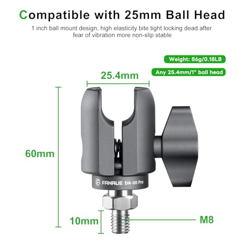FANAUE Single Socket Arm with M8x1.25 Metric Thread Compatible with RAM Mounts B Size Double Socket Arm.for RAM Mount 1" Ball Head and Motorcycle Phone Holder