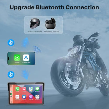 WonVon 7 Inch Wireless Motorcycle Carplay GPS Navigation System with Apple Carplay and Android Auto Portable Screen with Dual Bluetooth, Navigation, Siri, Google Assistant with Magnetic Mount - size: 7 Inch+Magnetic Mount