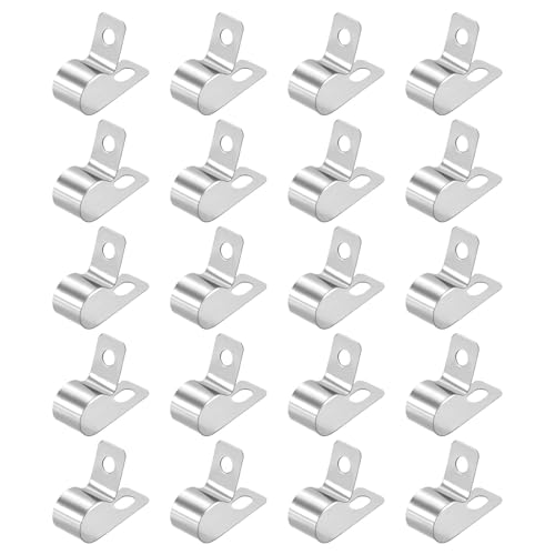 HARFINGTON 20pcs Metal Wire Clamp 3/8" Inch (10mm) R-Type Cable Clip 304 Stainless Steel Conduit Cable Clamp Cord Fastener Holder Strap Clip for Industrial Household Installation Pipe Wire - size: 3/8" (10mm)