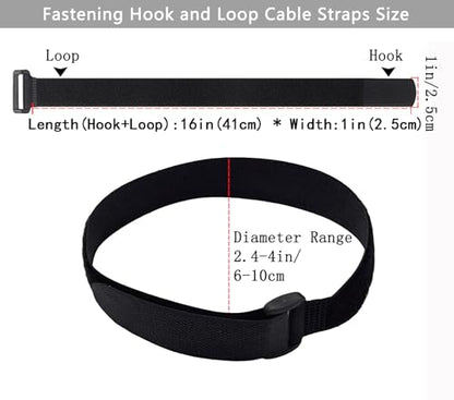 12 Pack (16 x 1 Inch) Reusable Fastening Cable Straps,Adjustable Multi-Purpose Hook and Loop Straps Nylon Cable Ties for Wire Cable Management Home Office Garage Outdoor Organization - size: 16'' x 1'' (Black)