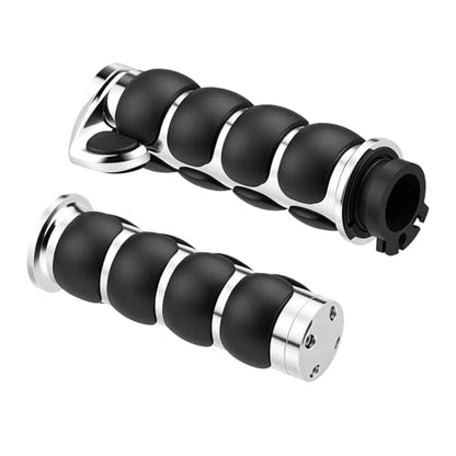 Motorcycle Hand Grips 1 Inch 25MM Handlebar Grip Throttle Non-Slip Universal Compatible with Harley Davidson Dyna Sportster 883 Road King Electra Glide Street Glide - color: Chrome-A