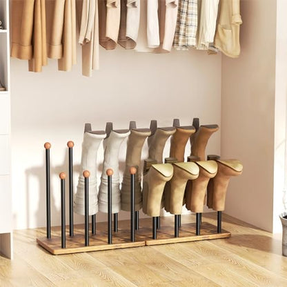 pickpiff Boot Rack 8-Pair Cedar Ball End Boot Rack Shoe Organizer Free standing Metal Holder with Wood Base