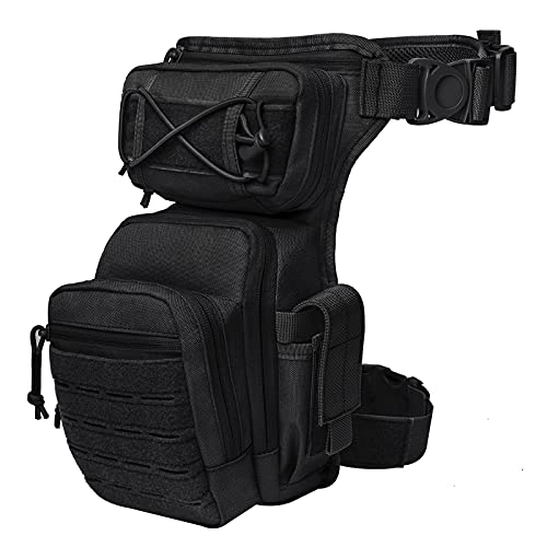 Drop Leg Bag for Men Women Military Tactical Thigh Pack Pouch Multifunctional Tactical Package Outdoor Hiking Thigh Bag - color: Black