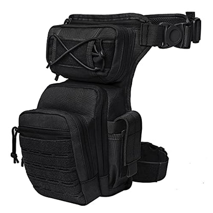 Drop Leg Bag for Men Women Military Tactical Thigh Pack Pouch Multifunctional Tactical Package Outdoor Hiking Thigh Bag - color: Black
