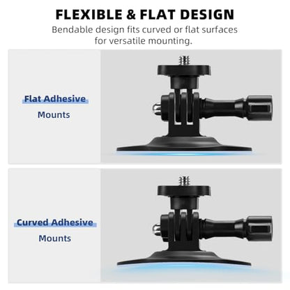 BRDRC Flexible Adhesive Mount for Insta360, 3 Packs Helmet Sticky Mount Kit with Safety Buckle for GoPro, Insta 360 X5 X4 GO 3S Ace Pro 2, for DJI Action 5 Pro 4 3 Accessories