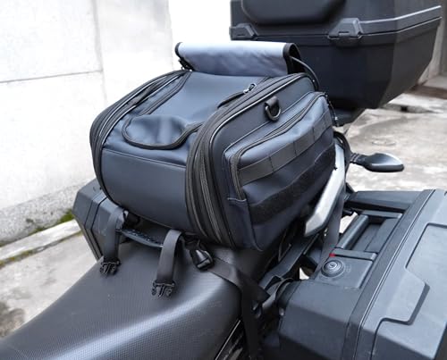 Motorcycle Travel Luggage Bags, Expandable Rear Tail Saddle Bag | 40L Storage Capacity, Helmet Bag, With Straps, Motorbike - style: Saddle Middle Bag