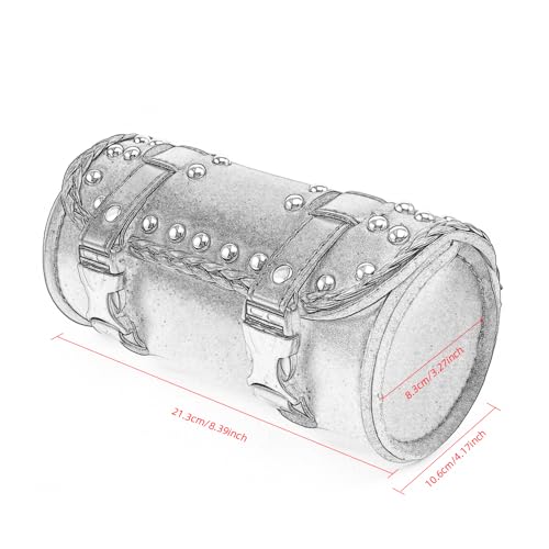Motorcycle Fork Bag Mini PU Leather Bike Handlebar Tool Bag Sissy Bar Roll Storage Bag (B Black) - color: B Black