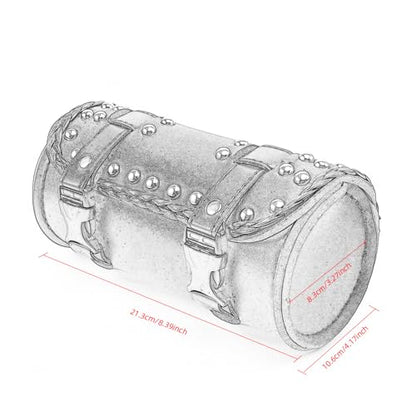 Motorcycle Fork Bag Mini PU Leather Bike Handlebar Tool Bag Sissy Bar Roll Storage Bag (B Black) - color: B Black