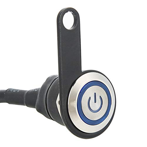 Motorcycle Handlebar Control Switch On Off | Rain - proof Stainless Steel Fog Lamp Switch with Blue LED | 12V Headlight Lamp for Motorcycles/ATVs
