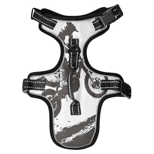 Qilmy Motorcycle Rider Vest Harness, Adjustable Dog Walking Harness Reflective Soft Padded Pet Vest Harness with Handle for Small Dogs Puppies Cats