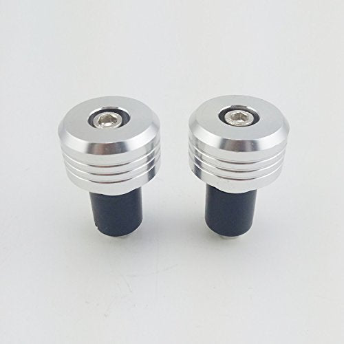 Motorcycle Handlebar Ends,7/8'' Handle Bar Slider Caps Weight Plugs CNC Aluminum (Silver) - color: Silver