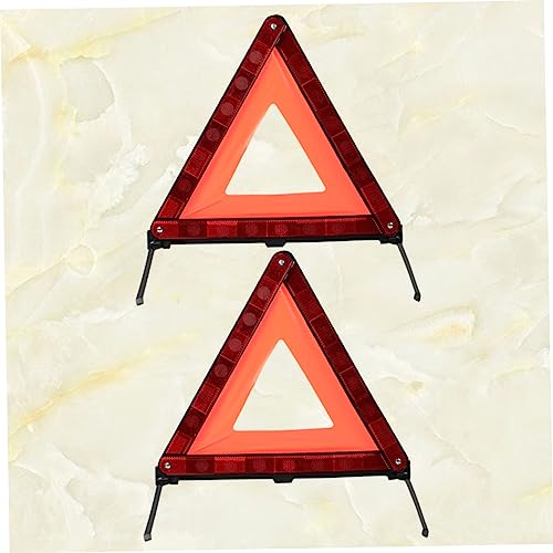 STOBAZA 2pcs Collapsible Warning Triangle Sign Emergency Roadside Kit Safety Material Day Night Visibility - size: 43.5X37cm