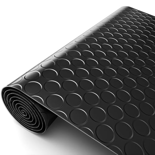 Garage Floor Mat, PVC Flooring Roll Thickened Garage Mats, Heavy Duty Parking Mat Waterproof Nonslip Floor Protector for Car, Trailer, SUV, Basement, Gym (Black Coin, 4 x 20FT) - color: Black Coin, size: 4 x 20FT