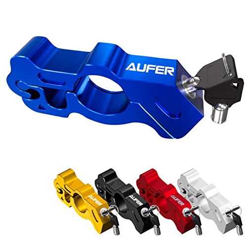 AUFER Universal Heavy Duty Motorcycle Grip Lock Handlebar Throttle Lock Anti Theft Brake Lever Locking Compatible with for Motorbike Sports Bikes Scooter Mopeds ATVs (Blue) - color: Blue