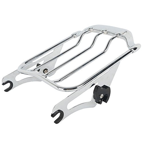 Chrome Detachable Sissy Bar Upright Passenger Backrest Pad & Air Wing Two Up Luggage Rack Fit for Harley Touring Road King Street Glide Road Glide 2009-2025 - color: Chrome #1