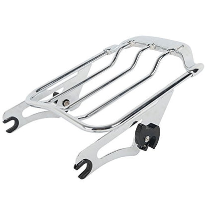 Chrome Detachable Sissy Bar Upright Passenger Backrest Pad & Air Wing Two Up Luggage Rack Fit for Harley Touring Road King Street Glide Road Glide 2009-2025 - color: Chrome #1