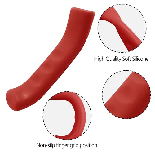 2 Pairs Bicycle Brake Lever Grip Protector Cover, Non-Slip Brake Lever Grip, Silicone Sleeve Universal Brake Protection Handle Cover for Bicycle, Cycling, Road/Mountain Bikes, Red - color: Red
