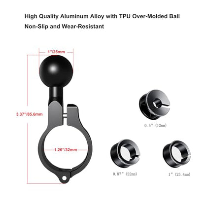 1 inch Ball Mounts Handlebar Mount Base for Round Rail Diameter 0.5"/0.87"/1"/1.26", Compatible with RAM Mounts B Size Double Socket Arms 2 Sets - color: Black2, size: 1 inch Bracket