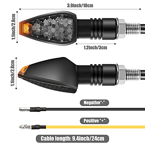 4 Pieces Motorcycle LED Turn Signals Motorcycle Signal Lights Indicators Flowing Turn Blinkers Front Rear Lights 14 LED 12V Motorbike Indicator Amber Lamp Mini Stalk Arrow
