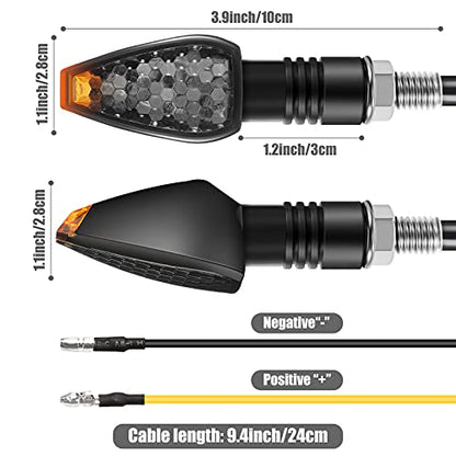 4 Pieces Motorcycle LED Turn Signals Motorcycle Signal Lights Indicators Flowing Turn Blinkers Front Rear Lights 14 LED 12V Motorbike Indicator Amber Lamp Mini Stalk Arrow