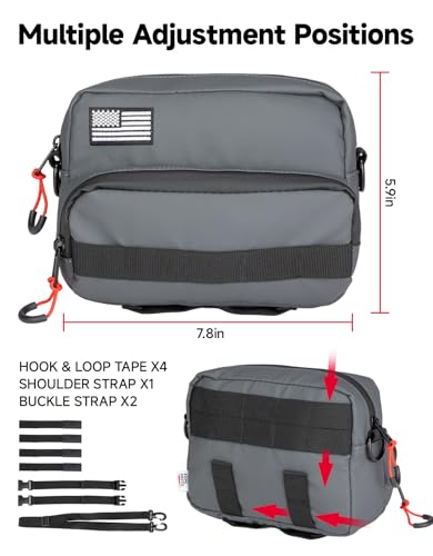 KEMIMOTO Motorcycle Handlebar Bag Universal Motorcycle Tool Bag Bicycle Bar Bag, Front Fork Storage Accessory, Sissy Bar Bag Compatible with Cruiser Softail Dyna Sportsters (Grey Carbon Fabric) - style: Grey Carbon Fabric
