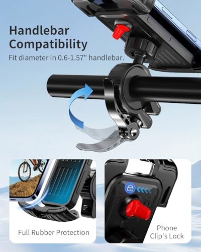 Motorcycle Bike Phone Holder, Phone Mount Holder for Bike/Motorcycle/Scooter, Gifts for iPhone 17/16/15/14 Pro Max, Suitable for iPhone and 4.7"-6.8" Smartphones