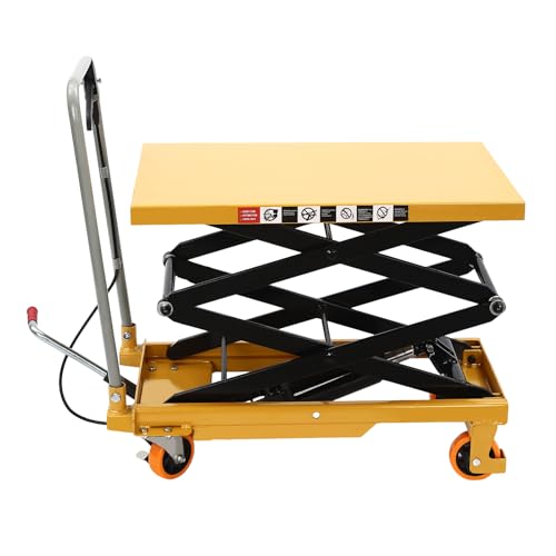 Hydraulic Lift Table Cart 330 LBS Hydraulic Motorcycle Lift Jack Table with 4 Wheels Scissor Lift Table Cart for Factory, Warehouse, Supermarket (35.8 * 19.7in)