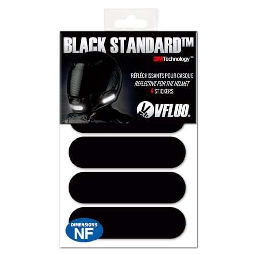 VFLUO - Kit 4 Retro Reflective Stripes Stickers for Mortorcyle Helmet - Stickers Approved to FR Dimension - High Visibility, 3M™ Technology - Discreet and design - Maximum Grip - color: Black, size: 1