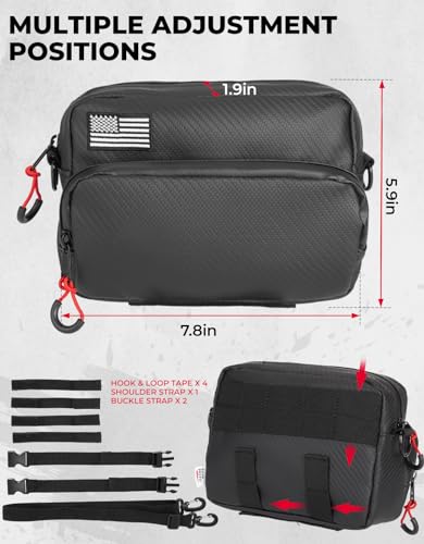 KEMIMOTO Motorcycle Handlebar Bag with Waterproof Cover Universal Bicycle Handle Bar Tool Bag for Front Fork Sissy Bar Compatible with Cruiser Softail Dyna Sportster Dirtbike Carbon Fiber - style: Black Carbon Fabric