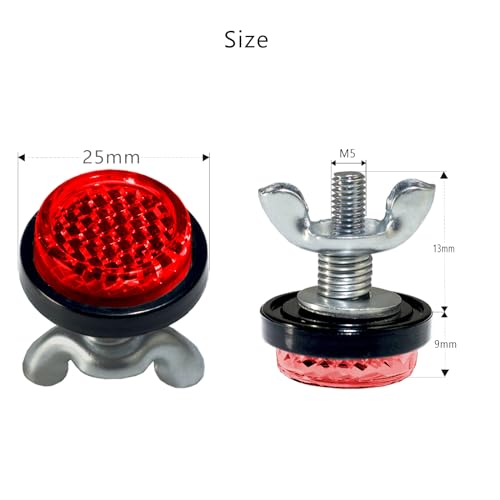 Red Reflector Motorcycle License Plate Bolts and Nuts - color: Red