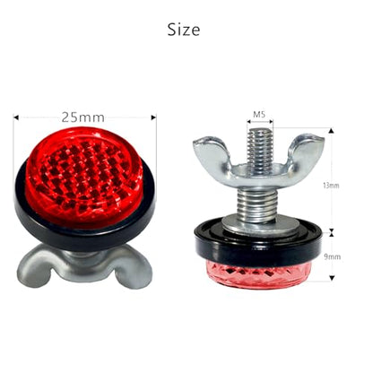 Red Reflector Motorcycle License Plate Bolts and Nuts - color: Red