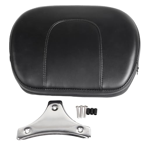 Motorcycle Leather Detachable Sissy Bar Backrest Pad with Chrome Bracket For 1997-2023 Harley Touring Model