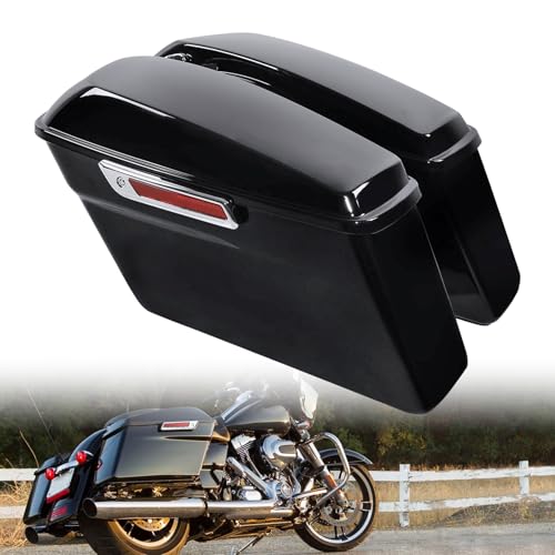 TCT-MOTORPARTS Hard Saddlebags w/LED Turn Signal Light Fit For Harley Touring 2014-2024 Electra Road Street Glide Ultra Limited Road King - color: Standard Vivid Black w/Light #2