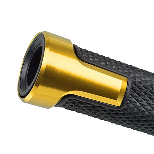7/8'' 22mm Motorcycle CNC Aluminum Powersports Handlebar Grips with Grip Ends for YZF R1 R3 R6 R25 R15 R125 600R Gold - color: gold